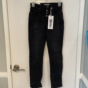 Forever21 The Larchmont Black Distressed Straight-Leg Jeans